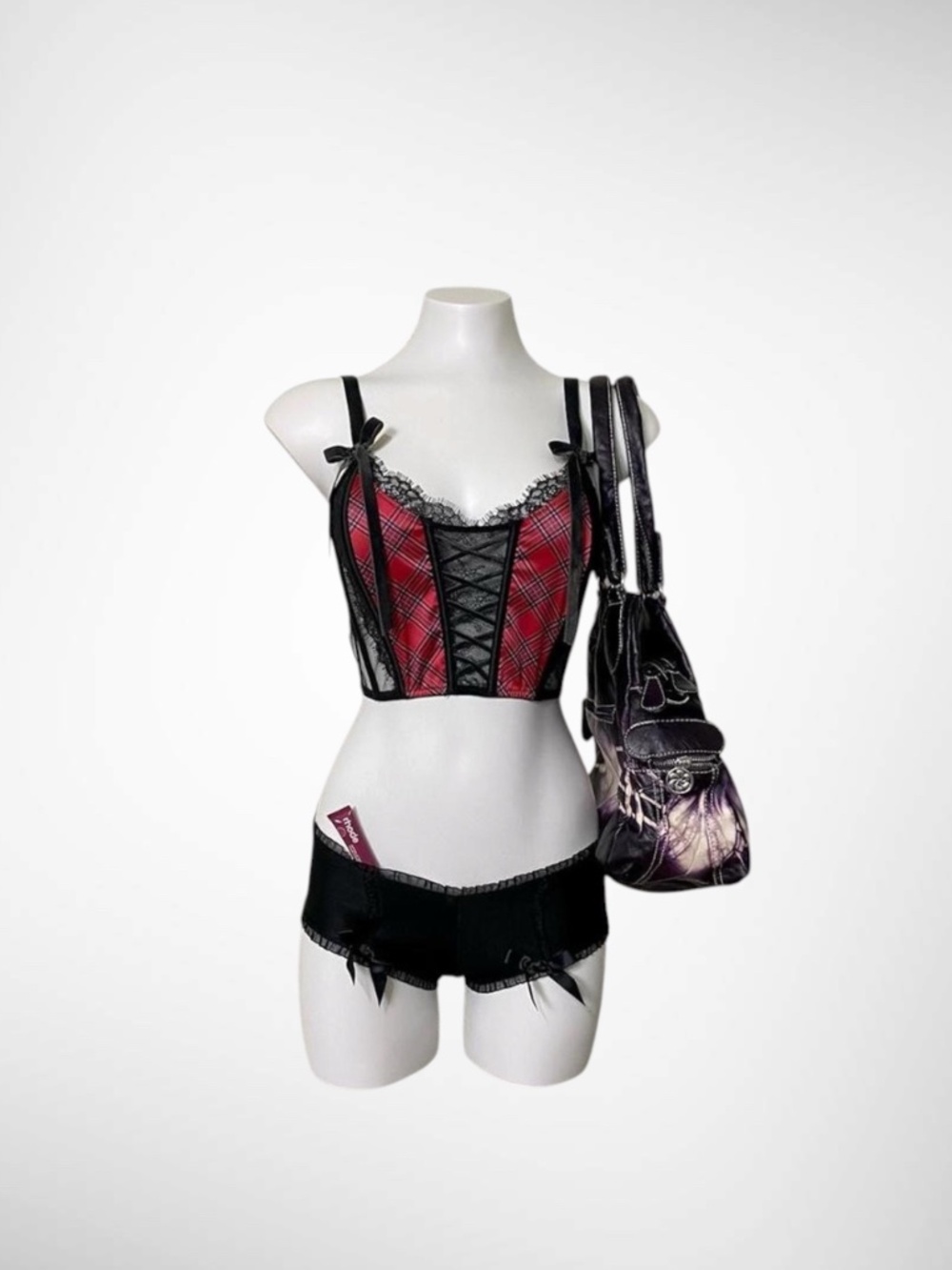 Victoria’s Secret Red & Black Plaid Corset – Y2K Goth